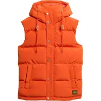 Superdry para hombre. M5011708A Chaleco acolchado con capucha Everest naranja (S), Casual, Sostenible, Nylon reciclado, outlet 2026