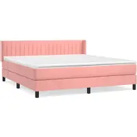 Syfax Cama box spring con colchón terciopelo rosa 180x200 cm