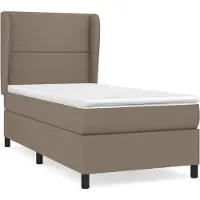 Syfax Cama box spring con colchón tela gris taupe 90x190 cm