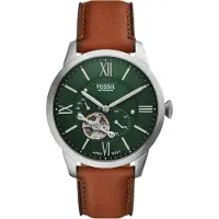 Fossil Reloj analógico 'Townsman' marrón rojizo / esmeralda / plata