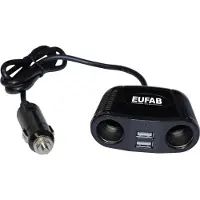 Eufab Enchufe doble EAL, 12 voltios, con cable