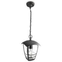Philips myGarden Lámpara colgante Creek, 60 W, casquillo E27, sin bombilla, luz colgante para exteriores, color negro, material: metal, IP44, ideal para terraza y jardín, clase II