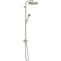 Axor One, columna de ducha con termostato y ducha de techo de 280 mm, un chorro, empotrada, acabado níquel cepillado