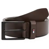 Tommy Hilfiger Cinturón 'Enamel Flag Rectangular Buckle' marrón oscuro