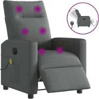 Syfax Sillón reclinable de masaje eléctrico tela gris oscuro