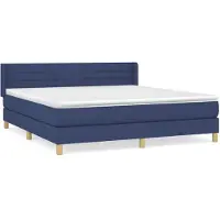 Syfax Cama box spring con colchón tela azul 180x200 cm