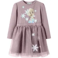 Name It Mini Vestido 'NMFOsimi Frozen' beige / azul claro / lavanda / blanco