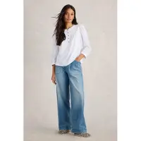 White Stuff Elise Dobby Mix Top Pale Ivory Talla: 18 | Manga Larga Outlet | Mujer | Blanco