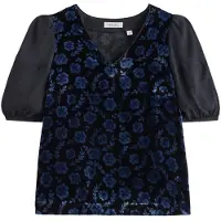 White Stuff Cleo Velvet Mix Top Black Print Talla: 10 | Blusas Outlet | Mujer | Negro