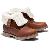 Timberland para mujer. TB18328R2421 Botines de Piel con parte superior enrollable y forro cálido marrón (38 W), Plano, Cordones, Casual, Tim