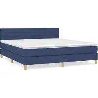 Syfax Cama box spring con colchón tela azul 180x200 cm