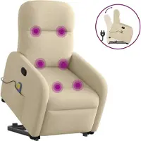 Syfax Silla de masaje reclinable de pie de tela color crema