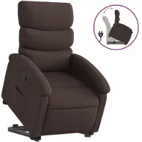 vidaXL Sillón reclinable Relax de con ayuda para levantarse, color marrón oscuro, tapizado en tela