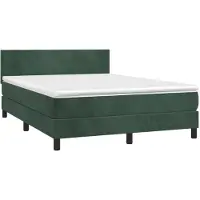 Syfax Cama box spring con colchón terciopelo verde oscuro 140x200 cm