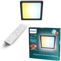 Philips Lámpara de techo Valen, 17 W, cuadrada, LED, IP20, color negro