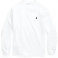 Ralph Lauren para niño. 323843804004 Camiseta de punto jersey de algodón blanco ((M) 8/9años= 140/149cm), Casual, Manga larga, moda inf