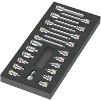 Wera 9723 - Juego de puntas Zyklop B de 3/8", 22 piezas, con base de espuma para carro de herramientas (negro/gris)