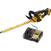 DeWalt Tijera de seto XR de 18V, 5Ah, con motor sin escobillas, , 55 cm, distancia entre cuchillas de 19 mm + 1 batería de 5Ah + 1 cargador + soporte de pared - DCMHT562P1-QW