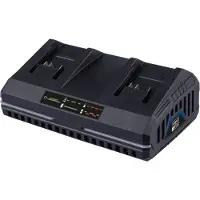 Scheppach Cargador doble SDBC2.4A | 2,4 A para baterías de iones de litio | 230 – 240 V | 130 W | adecuado para la serie IXES de 20 voltios de