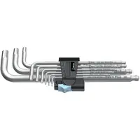 Wera Juego de llaves Allen en ángulo 1.5-10 mm con punta esférica de acero inoxidable
