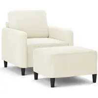 Syfax Sillón con taburete terciopelo crema 60 cm