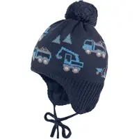 Maximo - Mini Boys' Beanie with Pompom and Ribbon - Gorro size 47-49 cm, azul