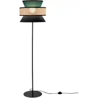 LUCE Design Lámpara de pie Gazebo, verde/negro/natural, 147 cm, tela/ratán