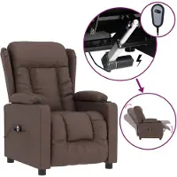 vidaXL Sillón reclinable eléctrico, color marrón, tapizado en cuero sintético