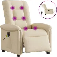 Syfax Sillón reclinable de masaje eléctrico tela color crema