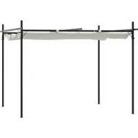 Syfax Pérgola con cubierta retráctil color crema 295x292x230 cm