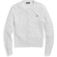 Ralph Lauren para mujer. 211971868007 Cárdigan de algodón en punto de ochos blanco (M), Casual, outlet 2026.
