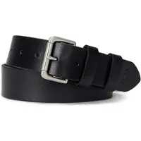 Ralph Lauren para hombre. 405899989002 Cinturón de piel con hebilla de rodillo negro (42 cm), Casual, Clásico, outlet