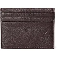Ralph Lauren unisex. 405913722001 Tarjetero de piel granulada marrón (OSFA), Casual, Clásico, outlet 2026.