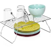 OCZ Estante plegable para la cocina, de metal gris, con dimensiones de 37x21x13,5 cm