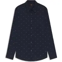 BOSS para hombre. 50553704 Camisa Regular Fit popelín estampada marino (M), Casual, Algodón, Manga larga, outlet 2026.