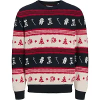 Jack & jones Jersey 'JJXmas Noel' azul oscuro / rojo / blanco
