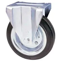ALDO VALSECCHI Ruedas industriales de goma con placa fija "80A" - diámetro: 180 mm x 50 mm, placa: 140 mm x 110 mm - altura total: 225 mm, peso: 170 kg