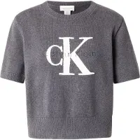 Calvin Klein Jeans Chunky Cotton Graphic Sweater B85 Charcoal Heather Talla: XS | Sudaderas con Capucha Outlet | Mujer | Negro