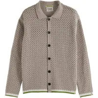Scotch & Soda Crochet Long-sleeved Shirt Highway Grey Talla: XL | Cárdigan Outlet | Hombre | Gris