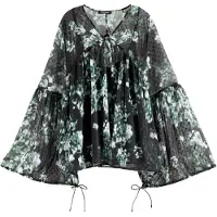 Scotch & Soda Printed Fil Coupe Top Nieuw Blossom Print Park Green Talla: 36 | Blusas Outlet | Mujer | Verde