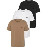 BOSS para hombre. 50475284 Pack de 3 camisetas interiores (L), Negro, Blanco, Marrón, Homewear, Algodón, Manga corta, outlet 2026.