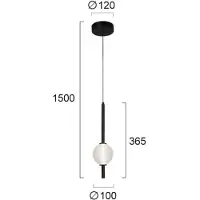 VIOKEF lámpara colgante LED Abeona, Ø 10 cm, negro/transparente, metal/vidrio