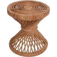 Mendler Mesa auxiliar HWC-M31, mesa para plantas de ratán, mesa de centro redonda, 43x38x38 cm, ratán Kubu natural