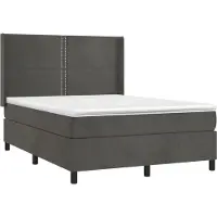 Syfax Cama box spring con colchón terciopelo gris oscuro 140x200 cm