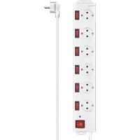 Hama , regleta de enchufes 00223159, 6 enchufes, interruptor, 14 metros, color blanco