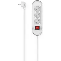 Hama Regleta de enchufes , de 3 enchufes con interruptor, 3 metros, para montaje en pared, color blanco