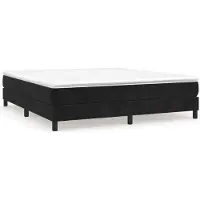 Syfax Cama box spring con colchón terciopelo negro 180x200 cm