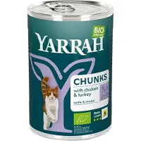 Yarrah Bio Chunks comida para gatos - lata - pollo y pavo - 12 x 405 g
