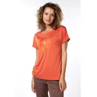 Esqualo T-shirt Modal Turn Up Sleeve Rust Talla: S | Camisetas de Seda Outlet | Mujer | Marrón