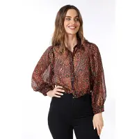 Esqualo Blouse Puff Slve Chiffon Rewilding Print Talla: 36 | Manga Larga Outlet | Mujer